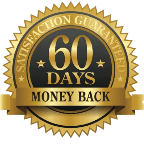 60-day money back guarantee badge for natural vision support supplement ensuring risk-free purchase and customer satisfaction assurance