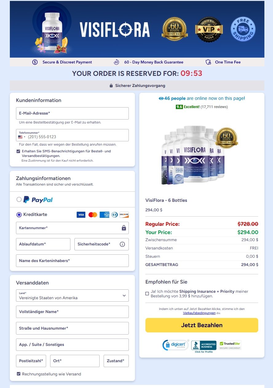 Secure online checkout payment page for natural eye health supplement order with encrypted transaction protection and safe credit card processing